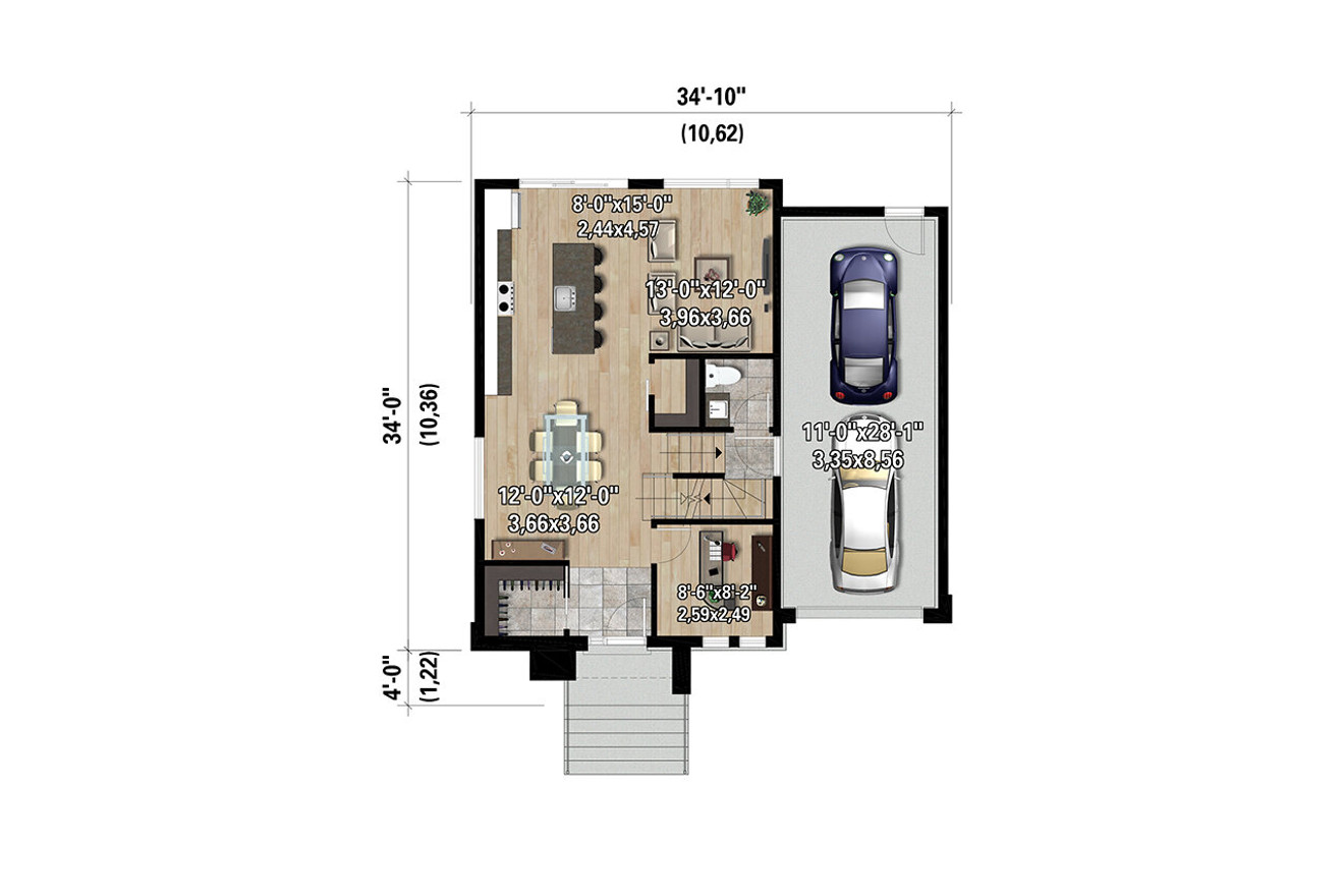 Modern House Plan - 17502 - 1st Floor Plan