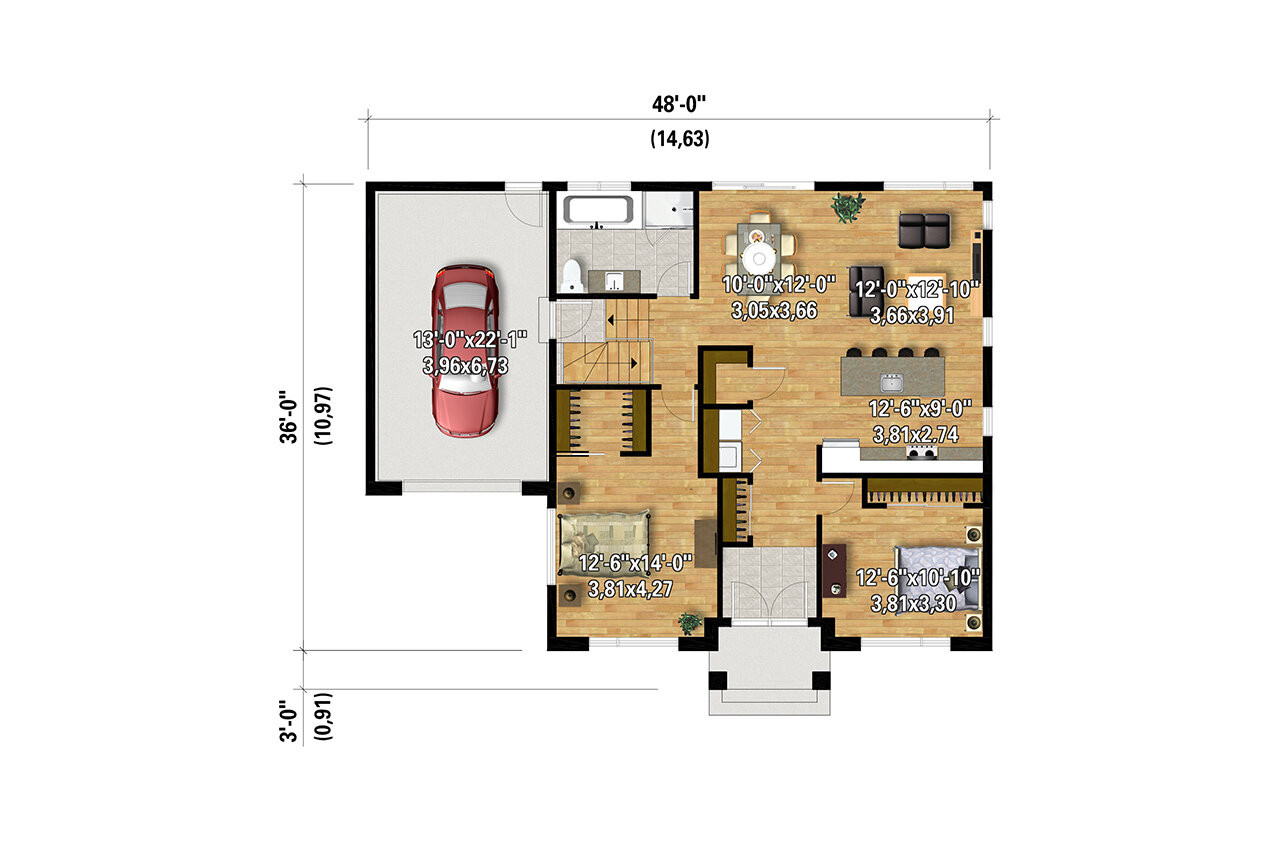 Modern House Plan - 91603 - 1st Floor Plan