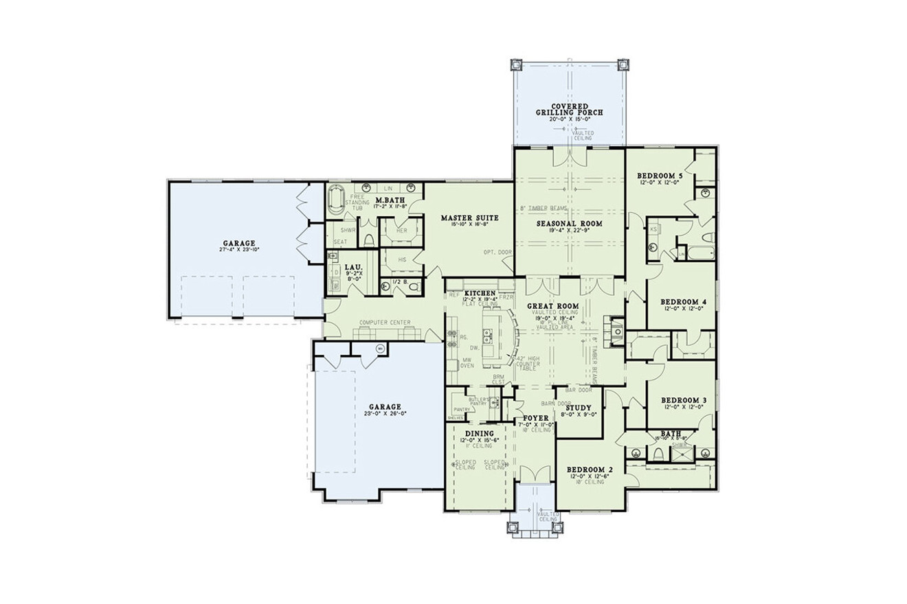 Craftsman House Plan - Aniston Place 19760 - 1st Floor Plan