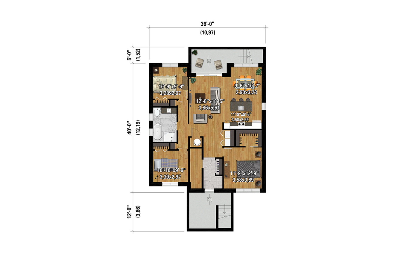 Farmhouse House Plan - 32039 - Basement Floor Plan
