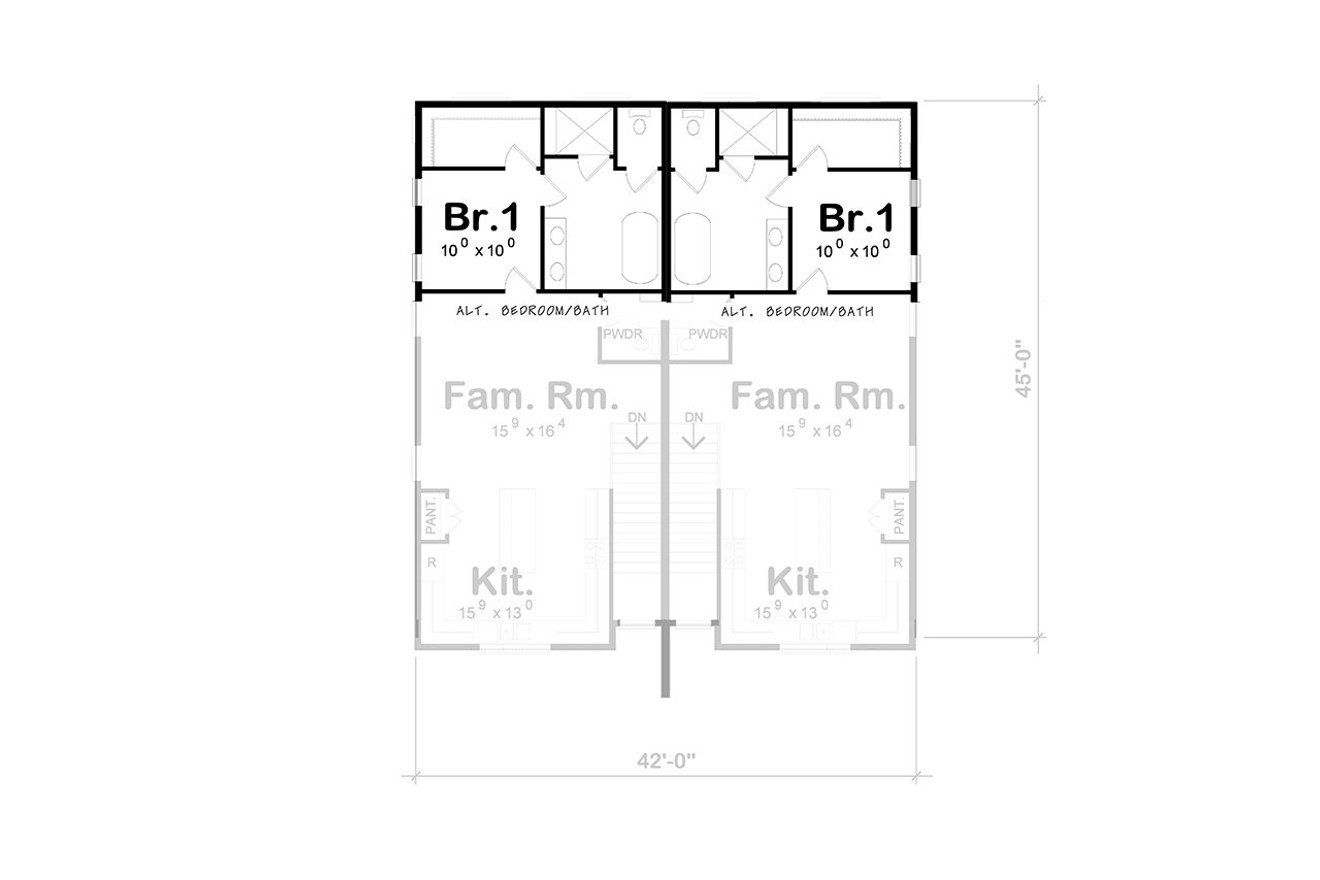 Modern Style Duplex Plan 50780 Second Floor Bedroom Option - Optional Floor Plan