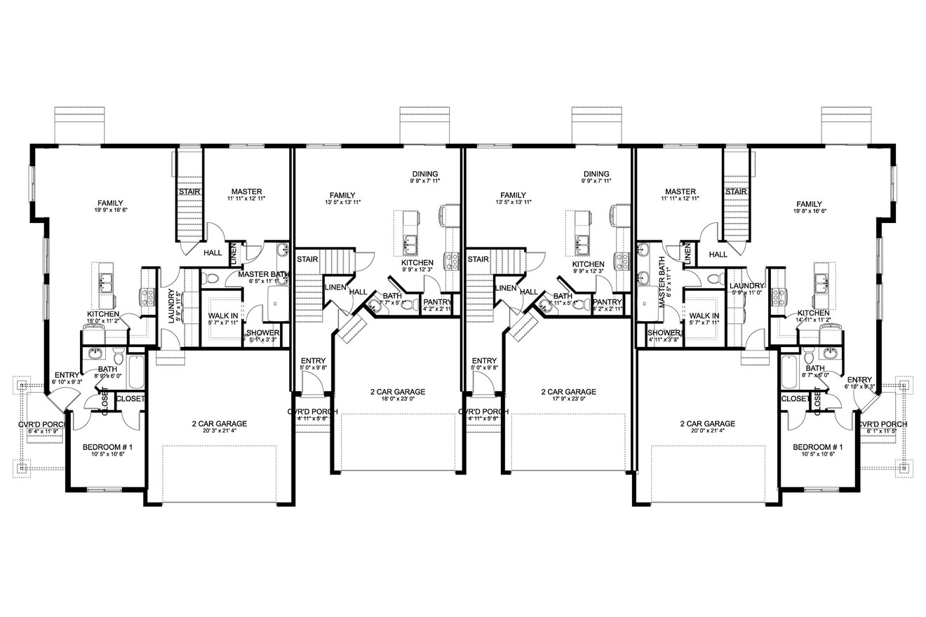 Craftsman House Plan - Huelva 4 Plex 10059 - 1st Floor Plan