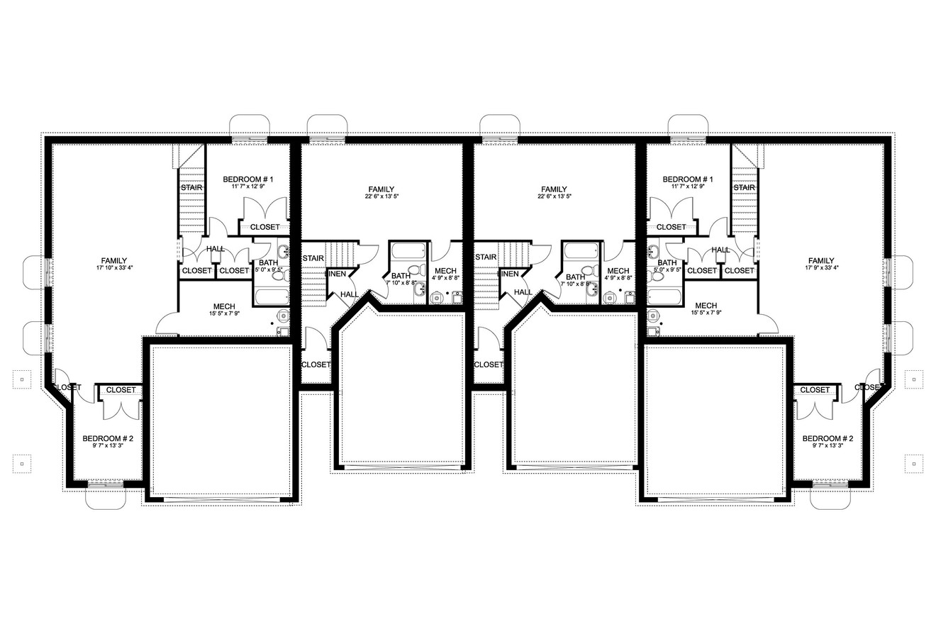 Craftsman House Plan - Huelva 4 Plex 10059 - Basement Floor Plan