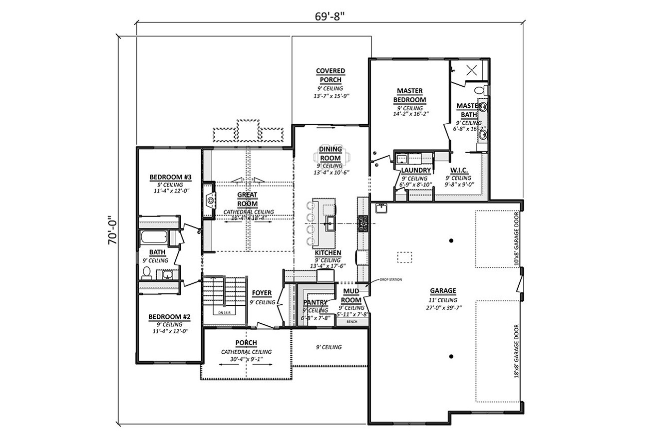 Craftsman House Plan - 31283 - 1st Floor Plan