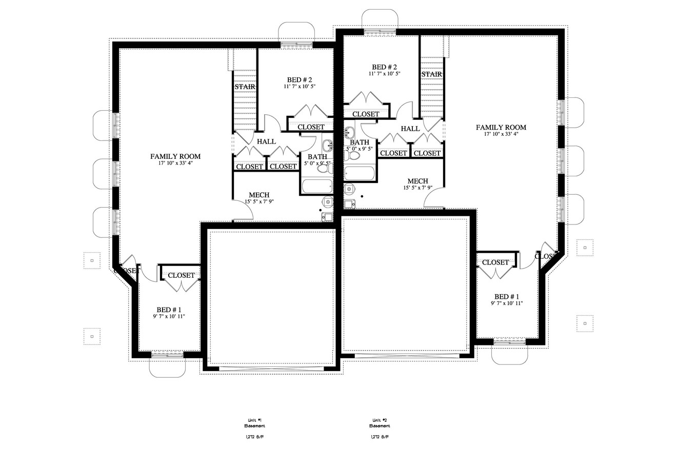 Craftsman House Plan - Auburn Duplex 93823 - Basement Floor Plan