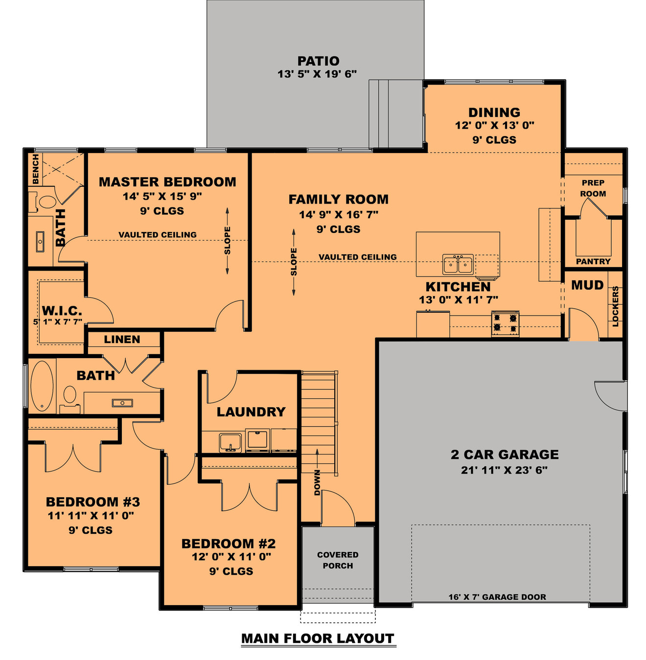 Craftsman House Plan - The Bluebell 46068 - 1st Floor Plan