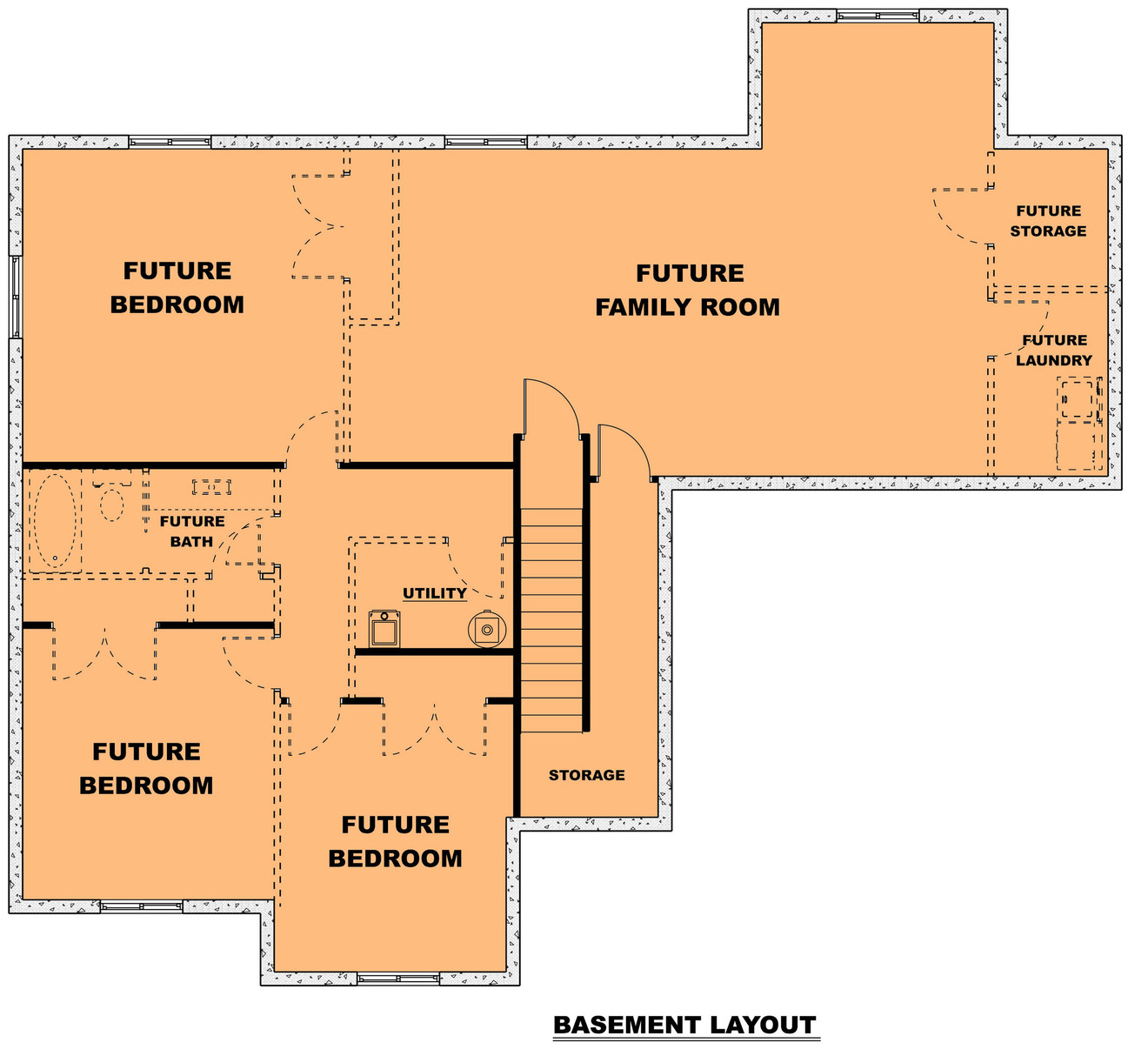 Craftsman House Plan - The Bluebell 46068 - Basement Floor Plan