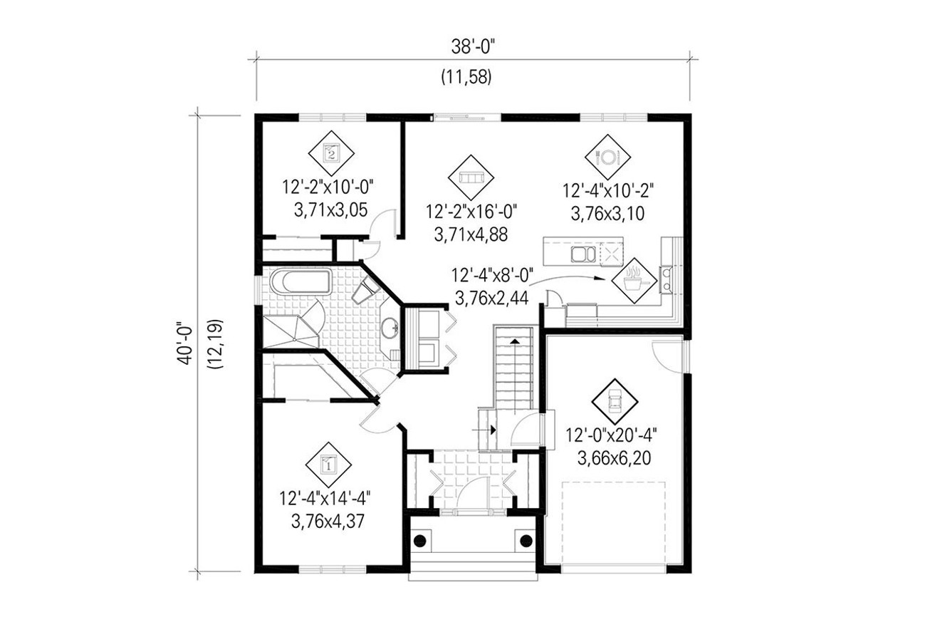 Country House Plan - 51046 - 1st Floor Plan