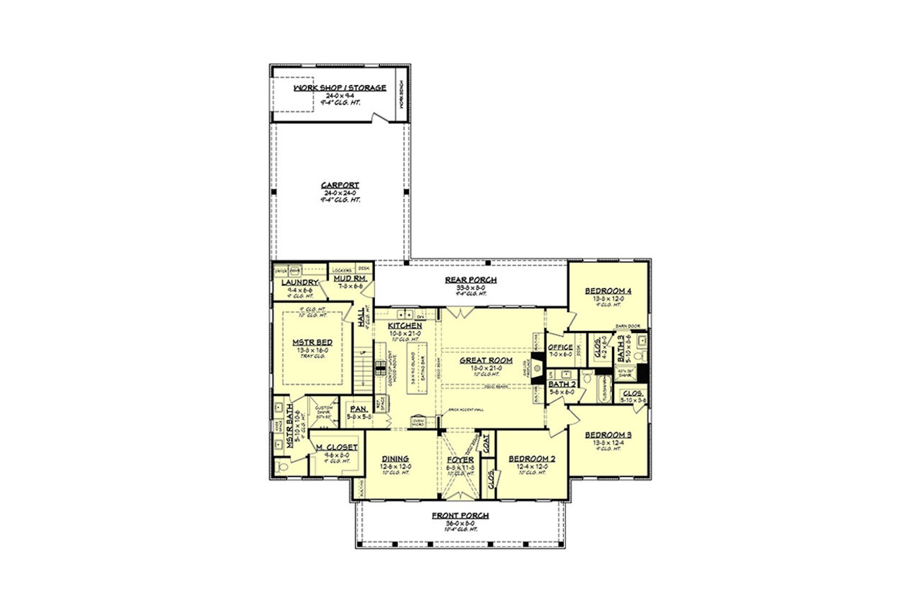 Country House Plan - Ashwood Court 34661 - 1st Floor Plan