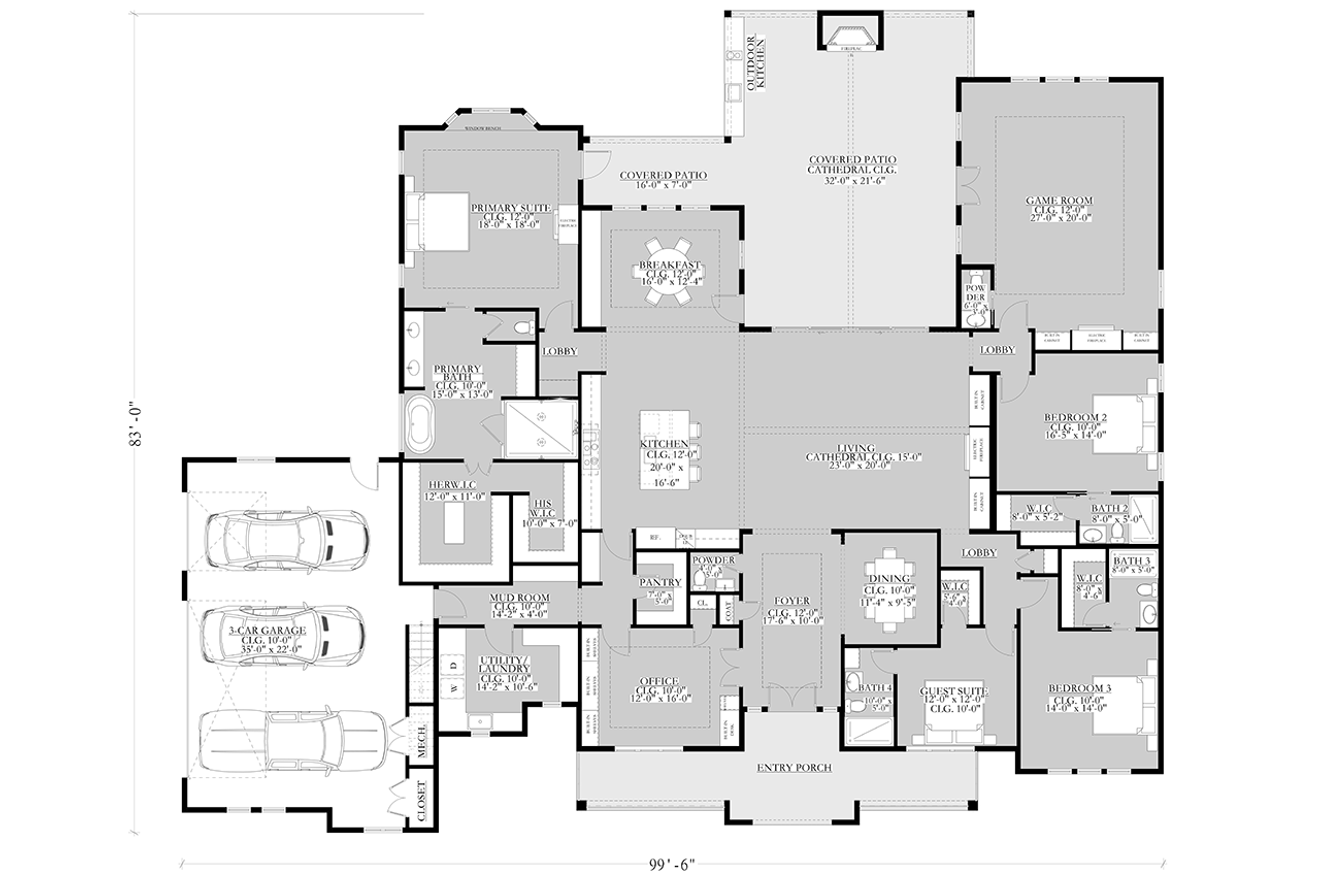 Farmhouse House Plan - Vida 28412 - 1st Floor Plan