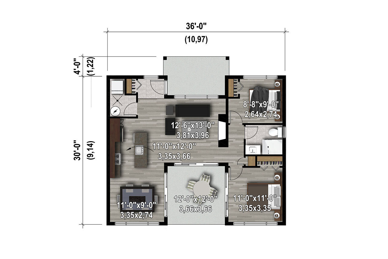 Modern House Plan - 37223 - 1st Floor Plan