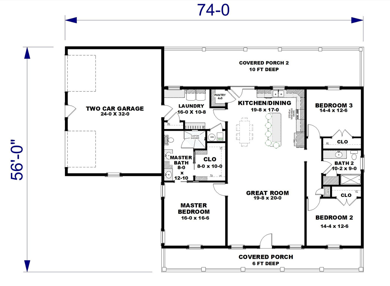 Farmhouse House Plan - 60246 - 1st Floor Plan
