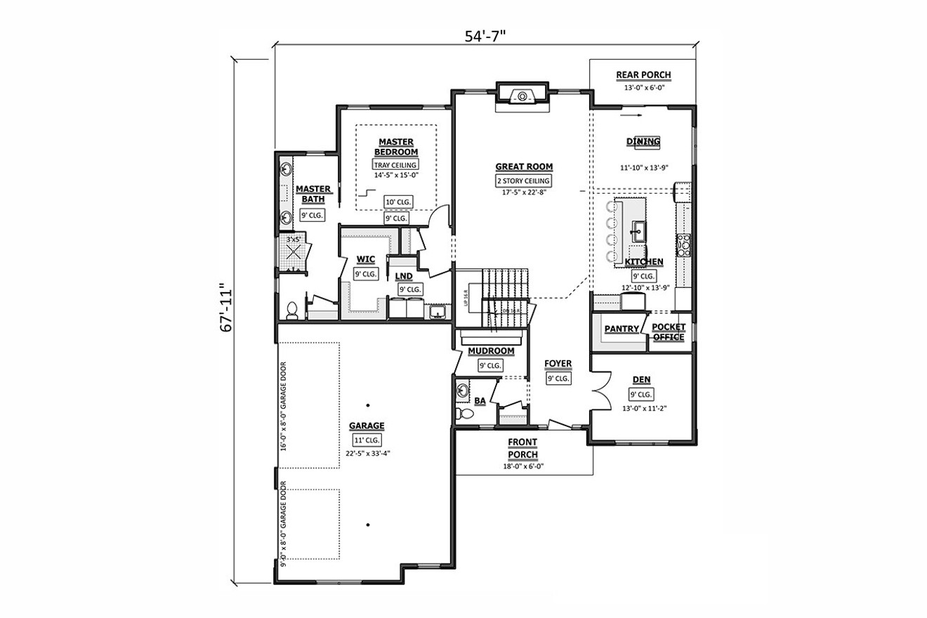Craftsman House Plan - 69748 - 1st Floor Plan