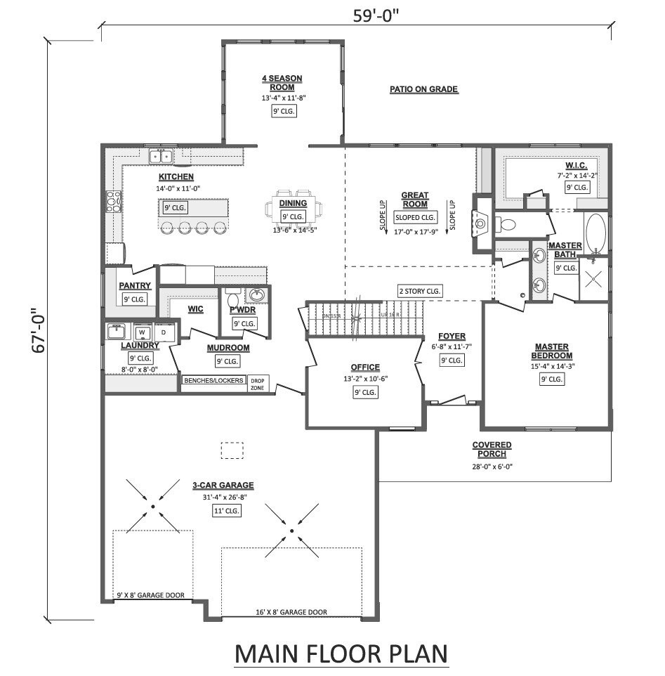 Traditional House Plan - 69623 - 1st Floor Plan