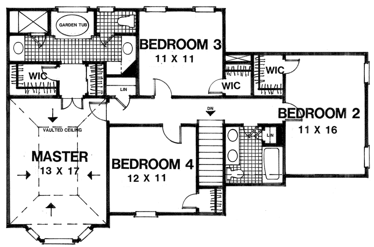 Secondary Image - Colonial House Plan - Gordonaire 58941 - 2nd Floor Plan
