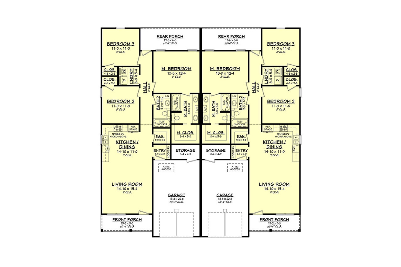Traditional House Plan - Preston Hollow Duplex 70163 - 1st Floor Plan