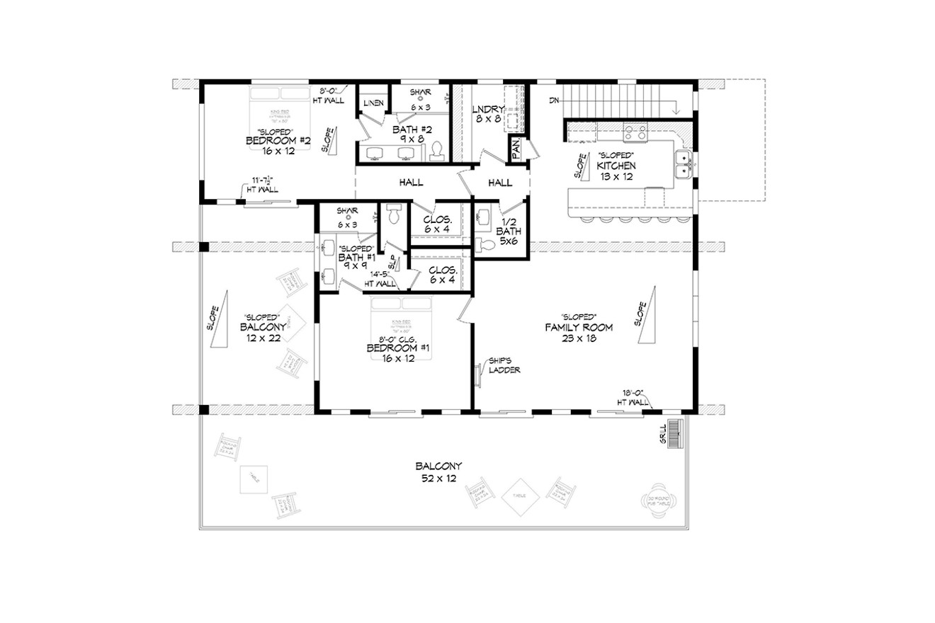 Secondary Image - Modern House Plan - Eagle River Lakehouse 39328 - 2nd Floor Plan