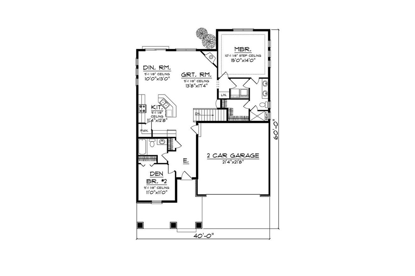 Modern House Plan - 58225 - 1st Floor Plan