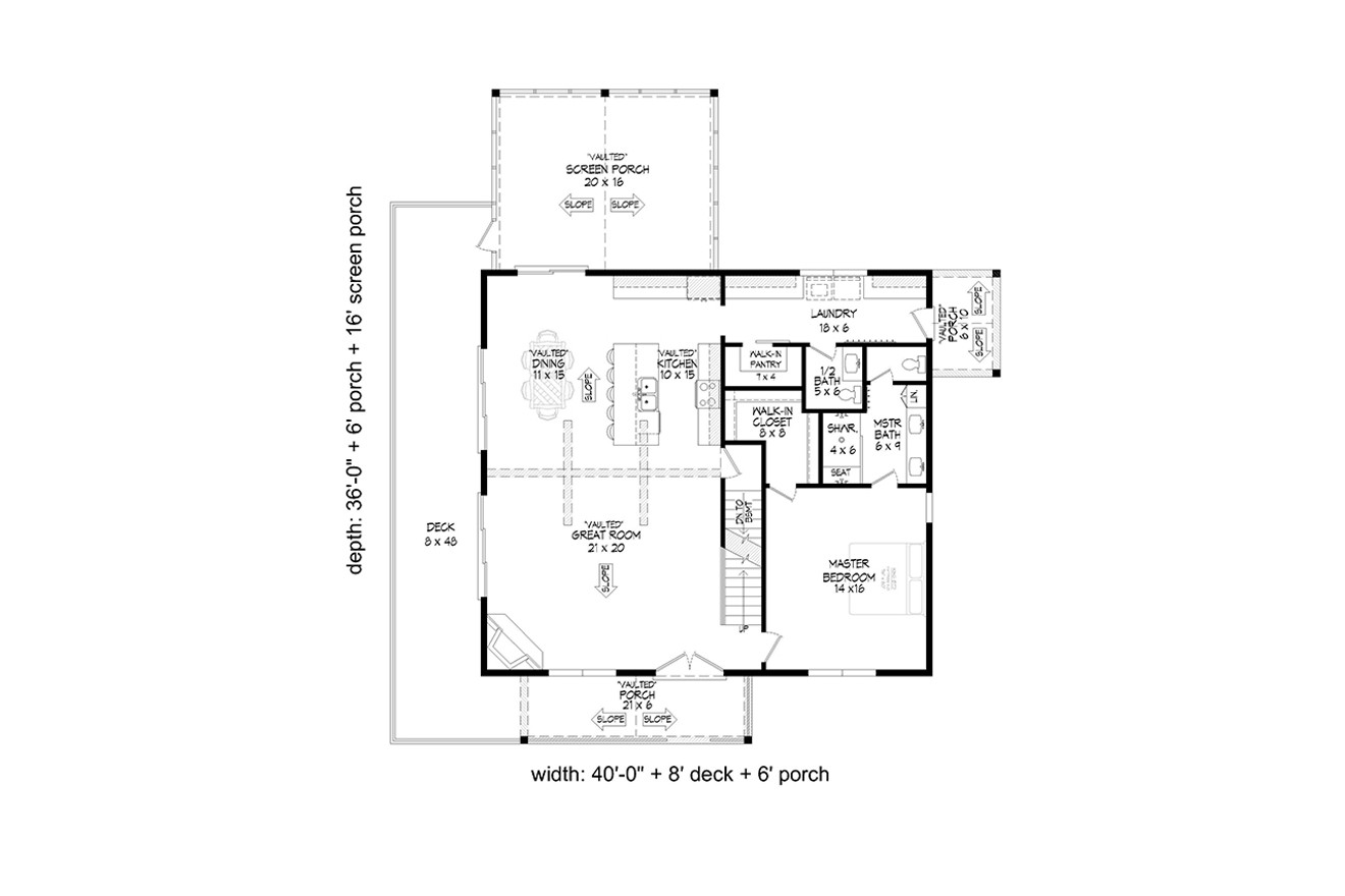 Craftsman House Plan - Pine Haven Creek 4 87703 - 1st Floor Plan