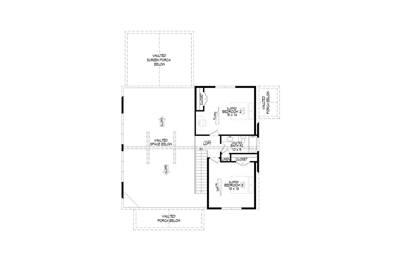 Secondary Image - Craftsman House Plan - Pine Haven Creek 4 87703 - 2nd Floor Plan