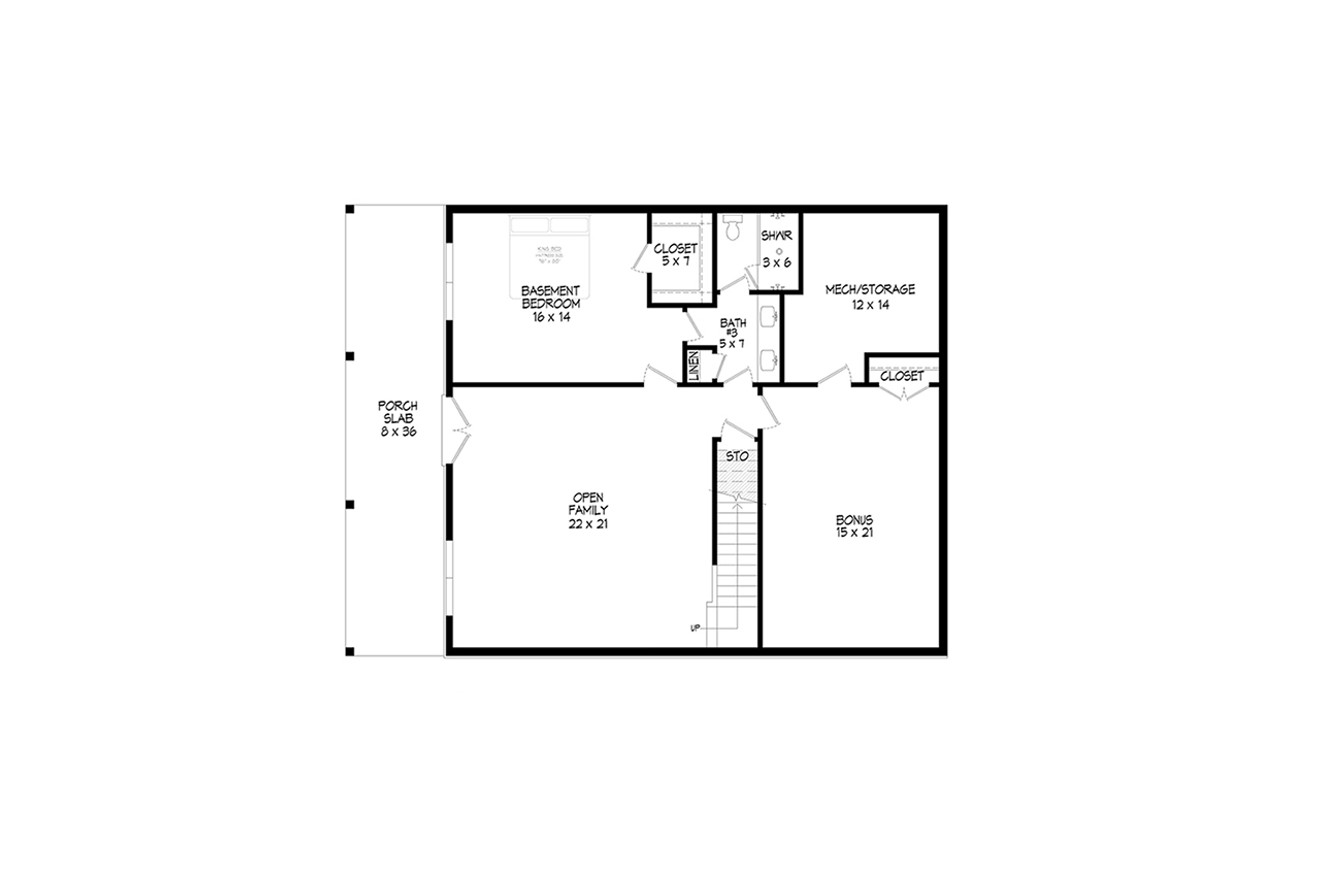 Craftsman House Plan - Pine Haven Creek 4 87703 - Basement Floor Plan