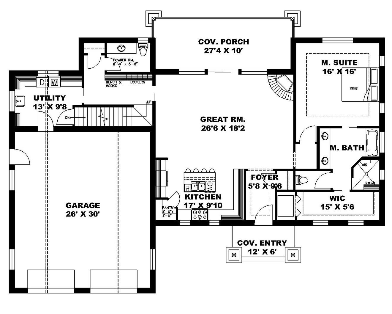 Craftsman House Plan - 40284 - 1st Floor Plan