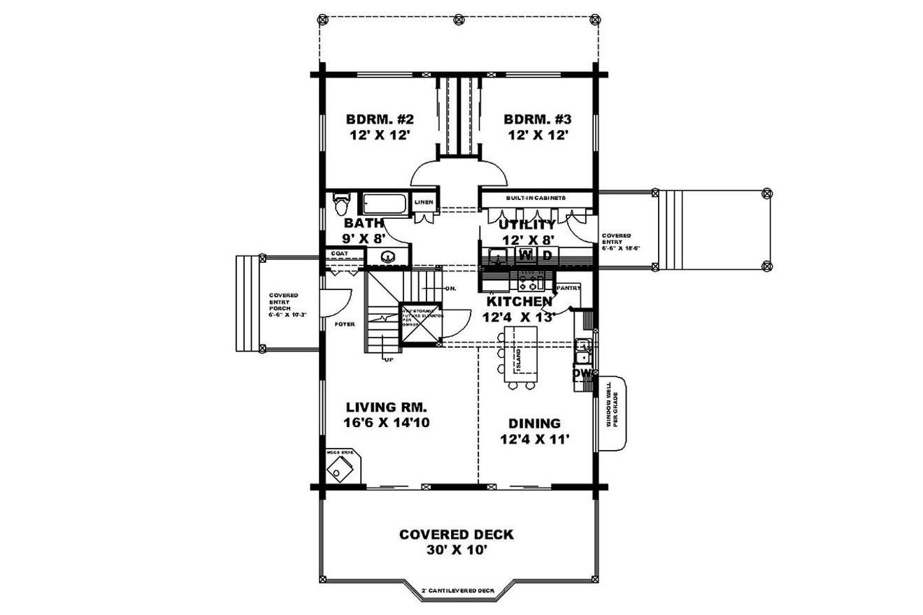 Mountain Rustic House Plan - 87649 - 1st Floor Plan