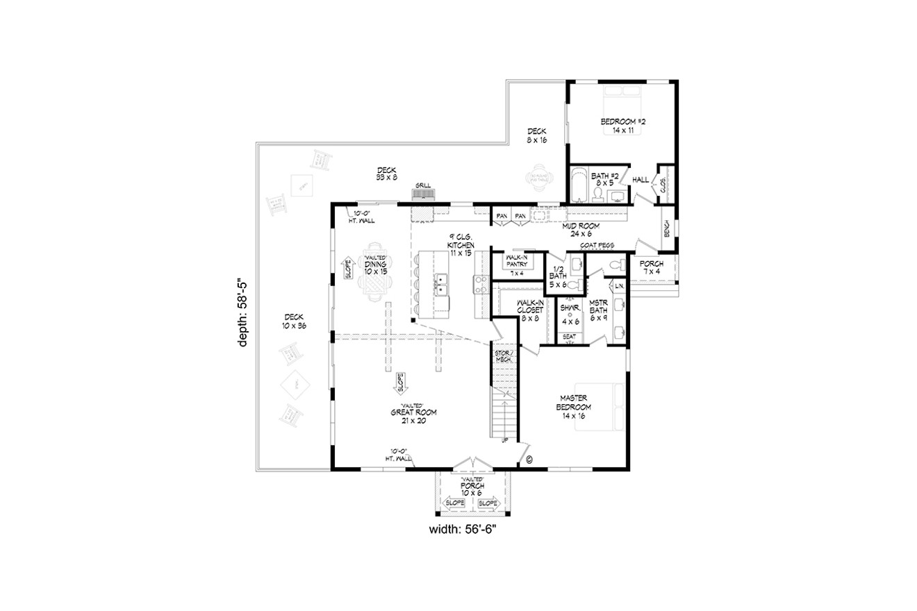 Craftsman House Plan - Pine Haven Bay 71738 - 1st Floor Plan