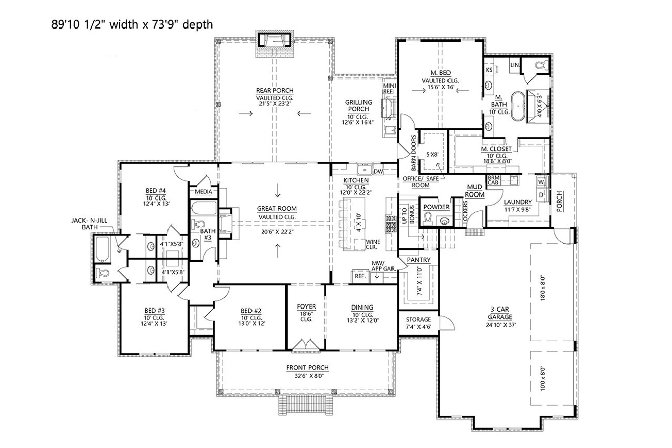Farmhouse House Plan - Oxford 2 70109 - 1st Floor Plan