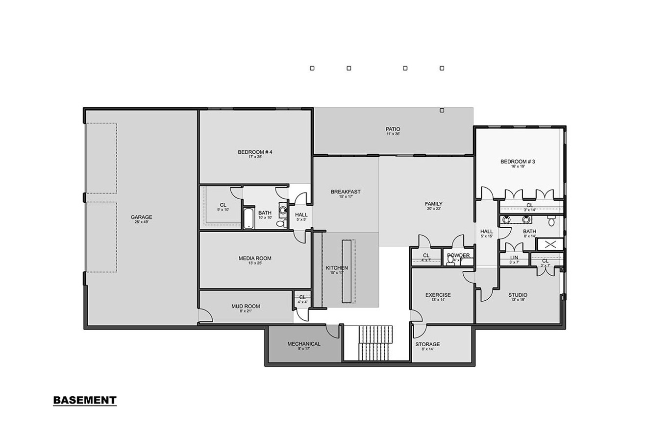 Secondary Image - Modern House Plan - Bayport 15464 - Basement Floor Plan
