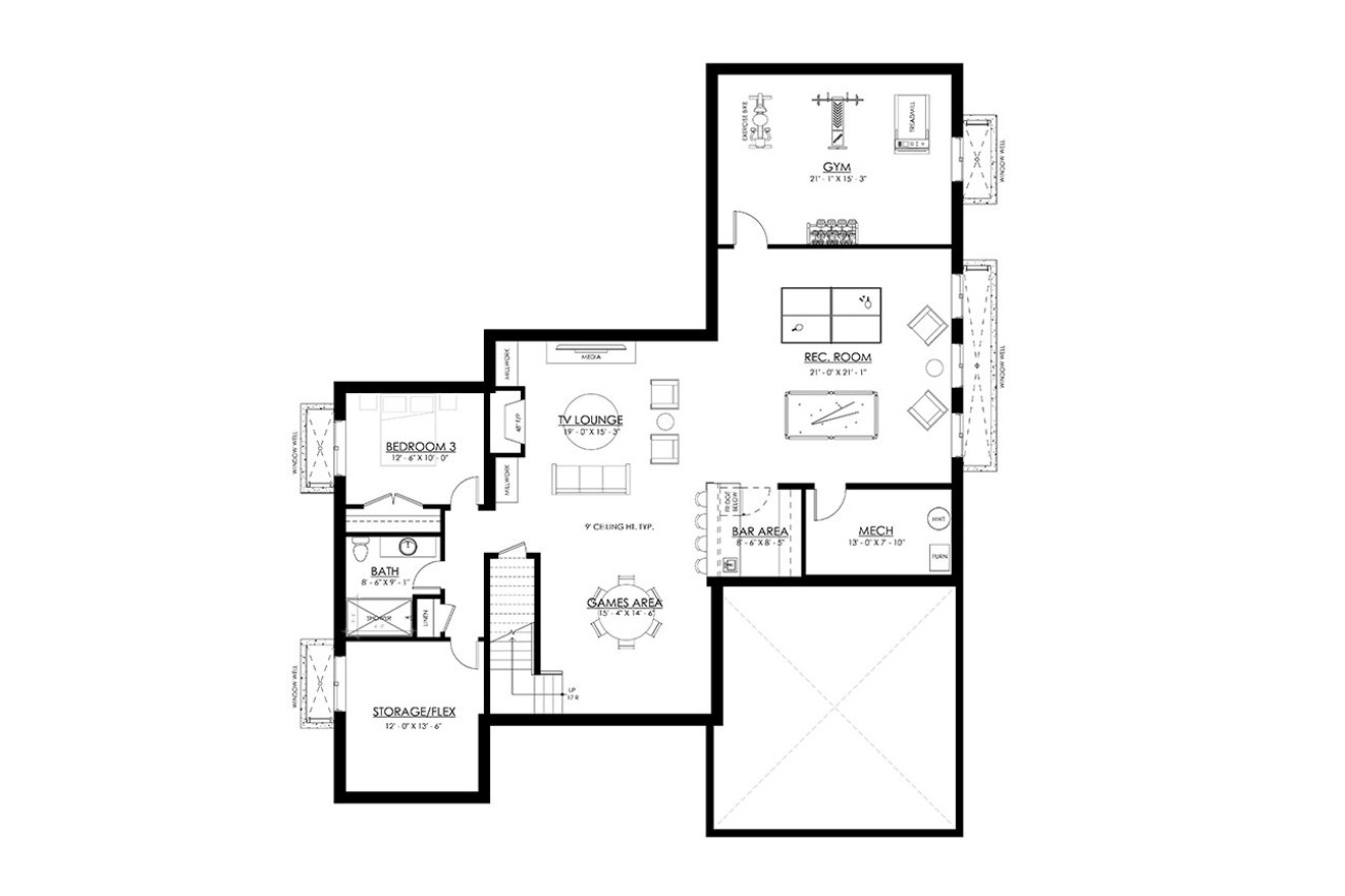 Traditional House Plan - Charleston 31616 - Basement Floor Plan