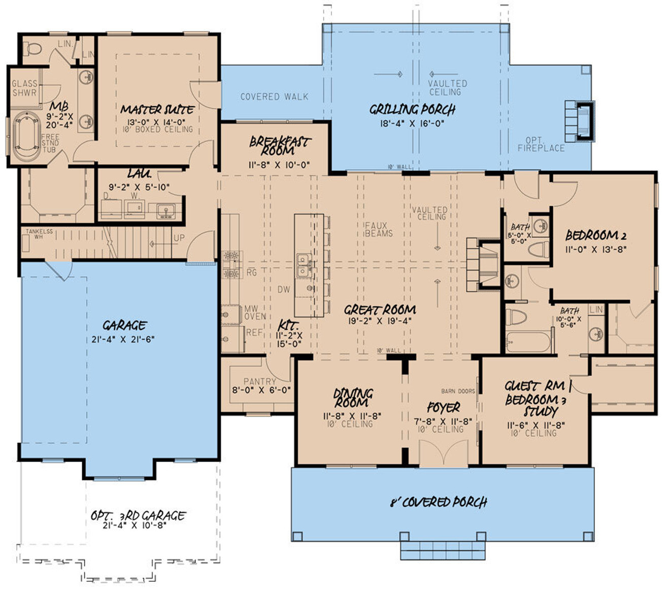 Farmhouse House Plan - Three Winds II 45458 - 1st Floor Plan