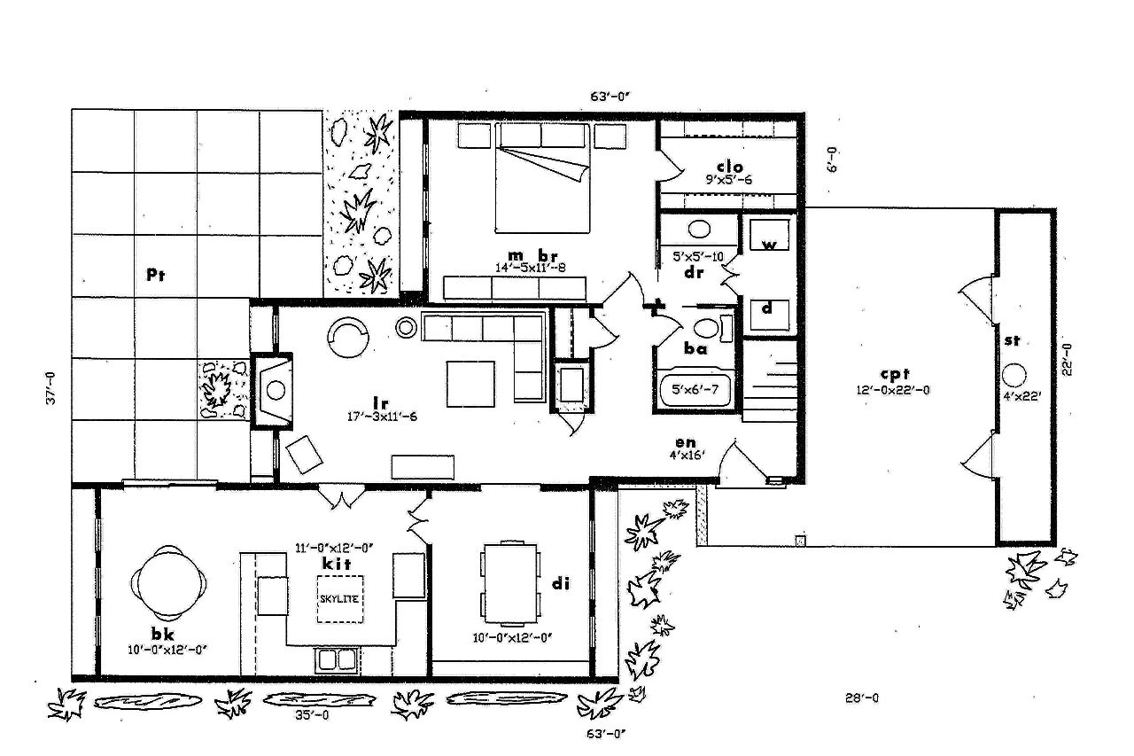 Modern House Plan - 96129 - 1st Floor Plan