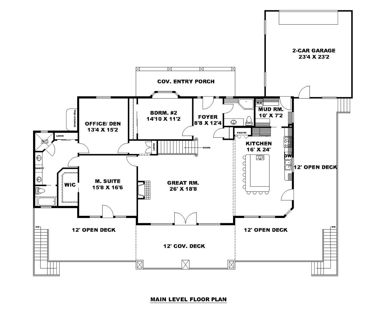 Mountain Rustic House Plan - 31505 - 1st Floor Plan