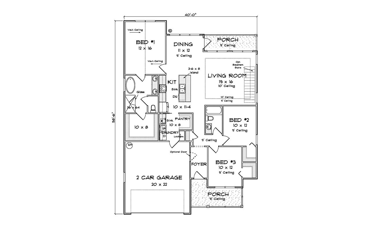 Cottage House Plan - 96218 - 1st Floor Plan