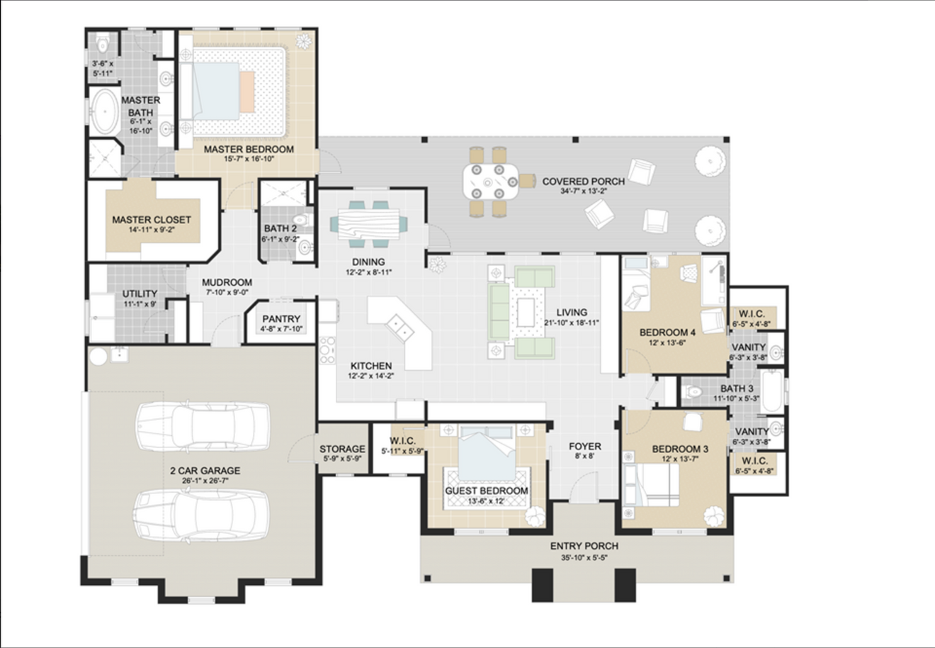 Country House Plan - 34451 - 1st Floor Plan