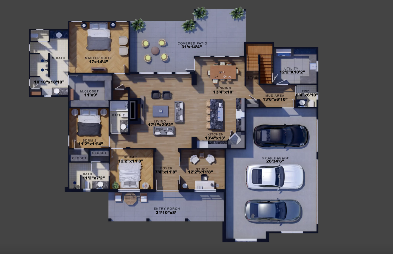 Farmhouse House Plan - 46110 - 1st Floor Plan