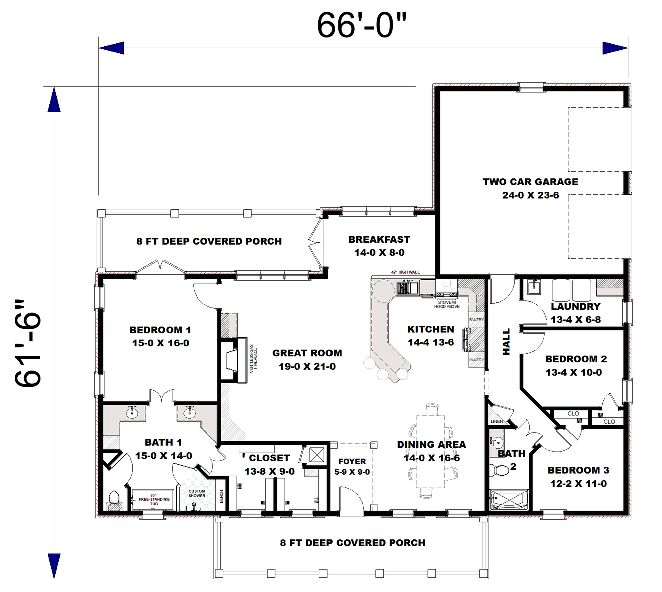 Farmhouse House Plan - 65628 - 1st Floor Plan