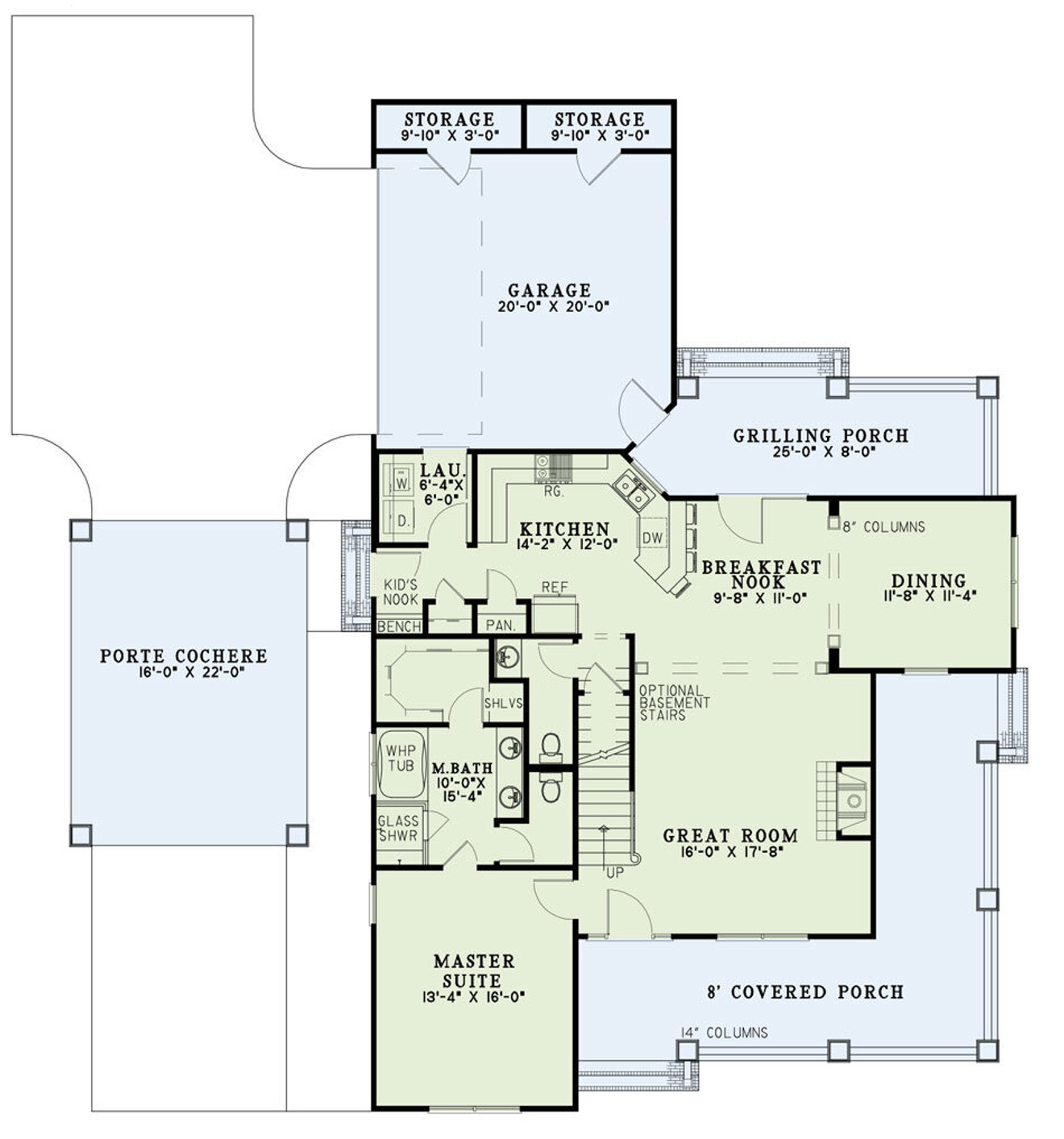Farmhouse House Plan - Summer Avenue Midtown 87416 - 1st Floor Plan