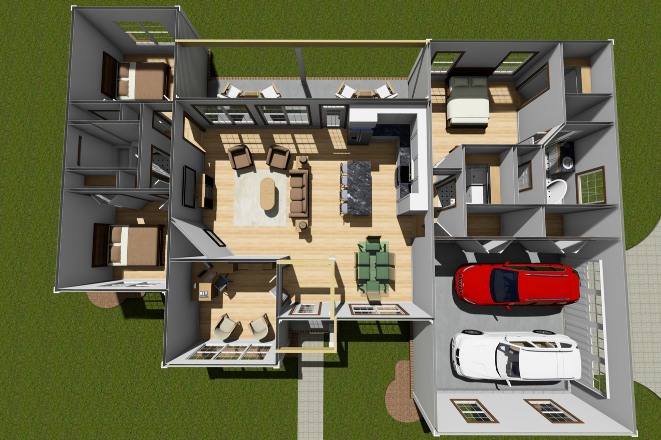 Traditional House Plan - Woodville 59897 - 1st Floor Plan Dollhouse - 