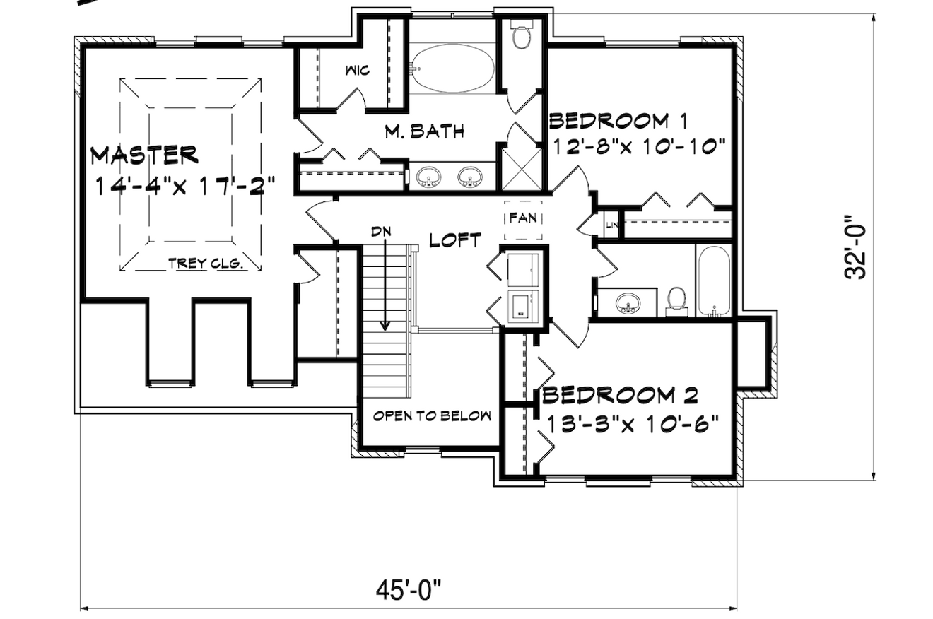 Secondary Image - Traditional House Plan - Hartford  59634 - 2nd Floor Plan