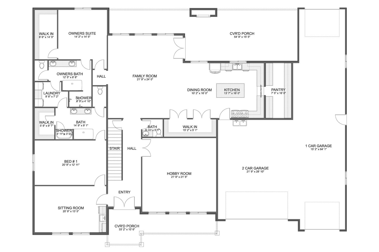 Craftsman House Plan - Barlow 87019 - 1st Floor Plan