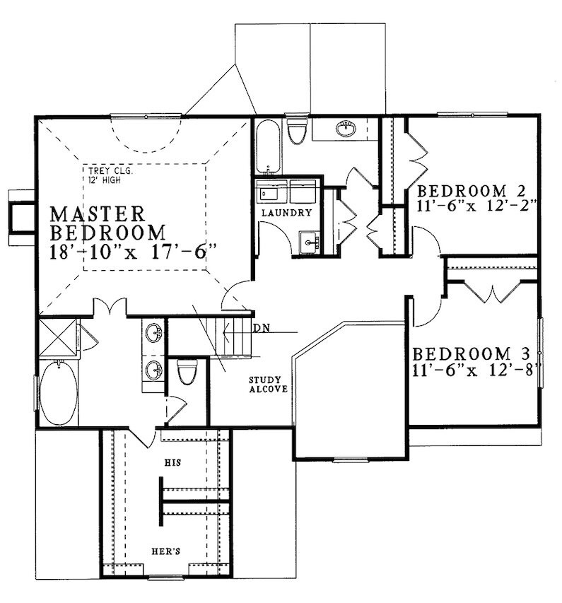 Traditional House Plan - Newman  65744 - 2nd Floor Plan