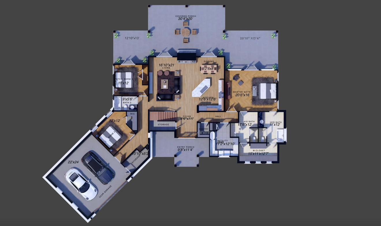 Craftsman House Plan - 32480 - 1st Floor Plan