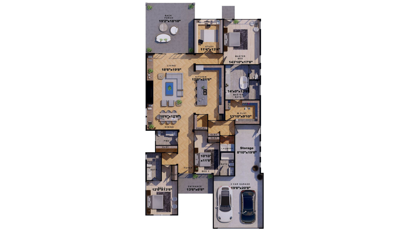 Farmhouse House Plan - 51659 - 1st Floor Plan