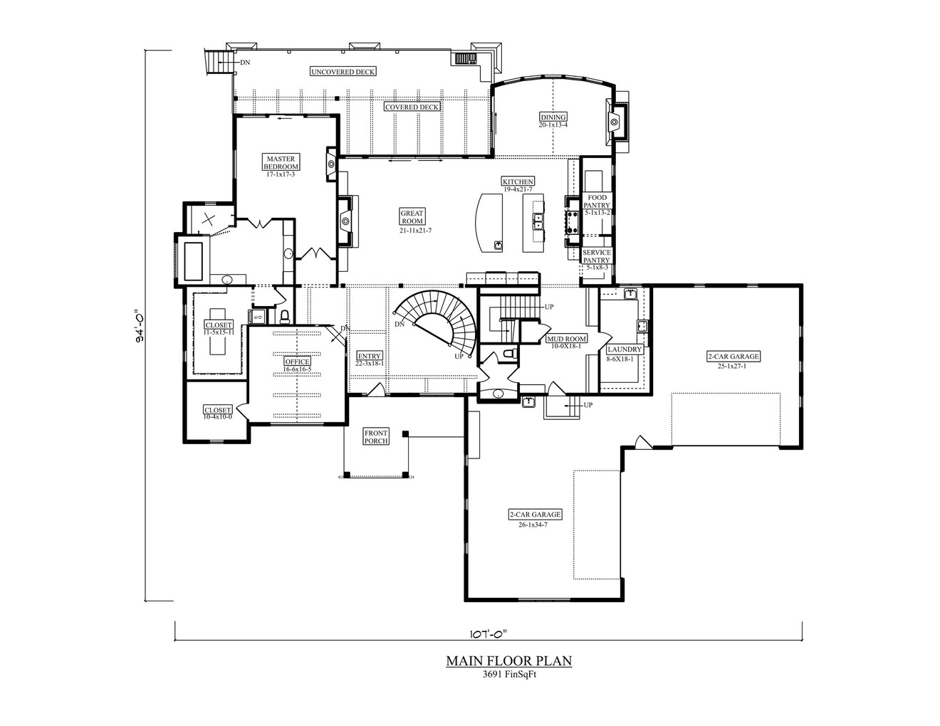 Mountain Rustic House Plan - Quail Hollow 43843 - 1st Floor Plan