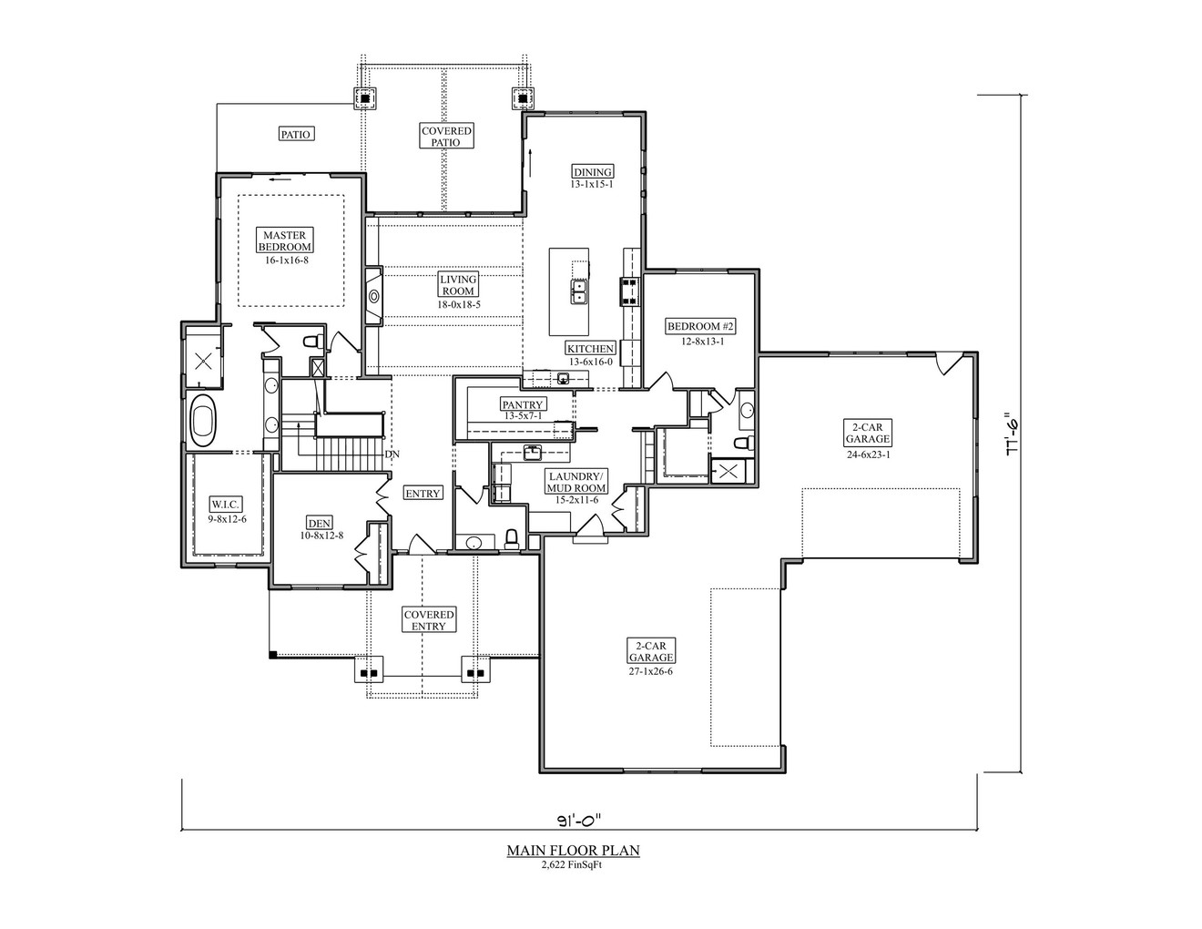 Craftsman House Plan - High Sierra 40567 - 1st Floor Plan
