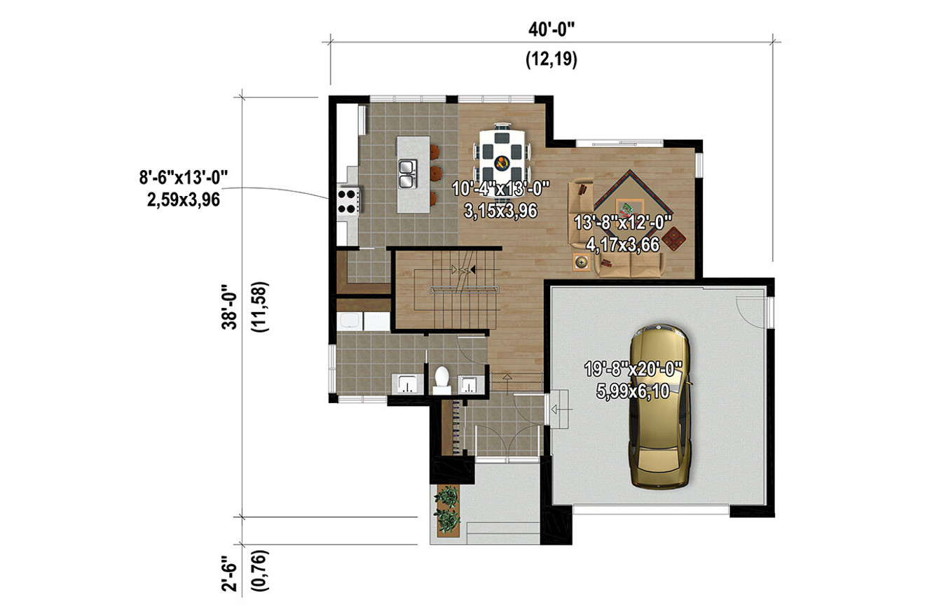 Modern House Plan - 67727 - 1st Floor Plan