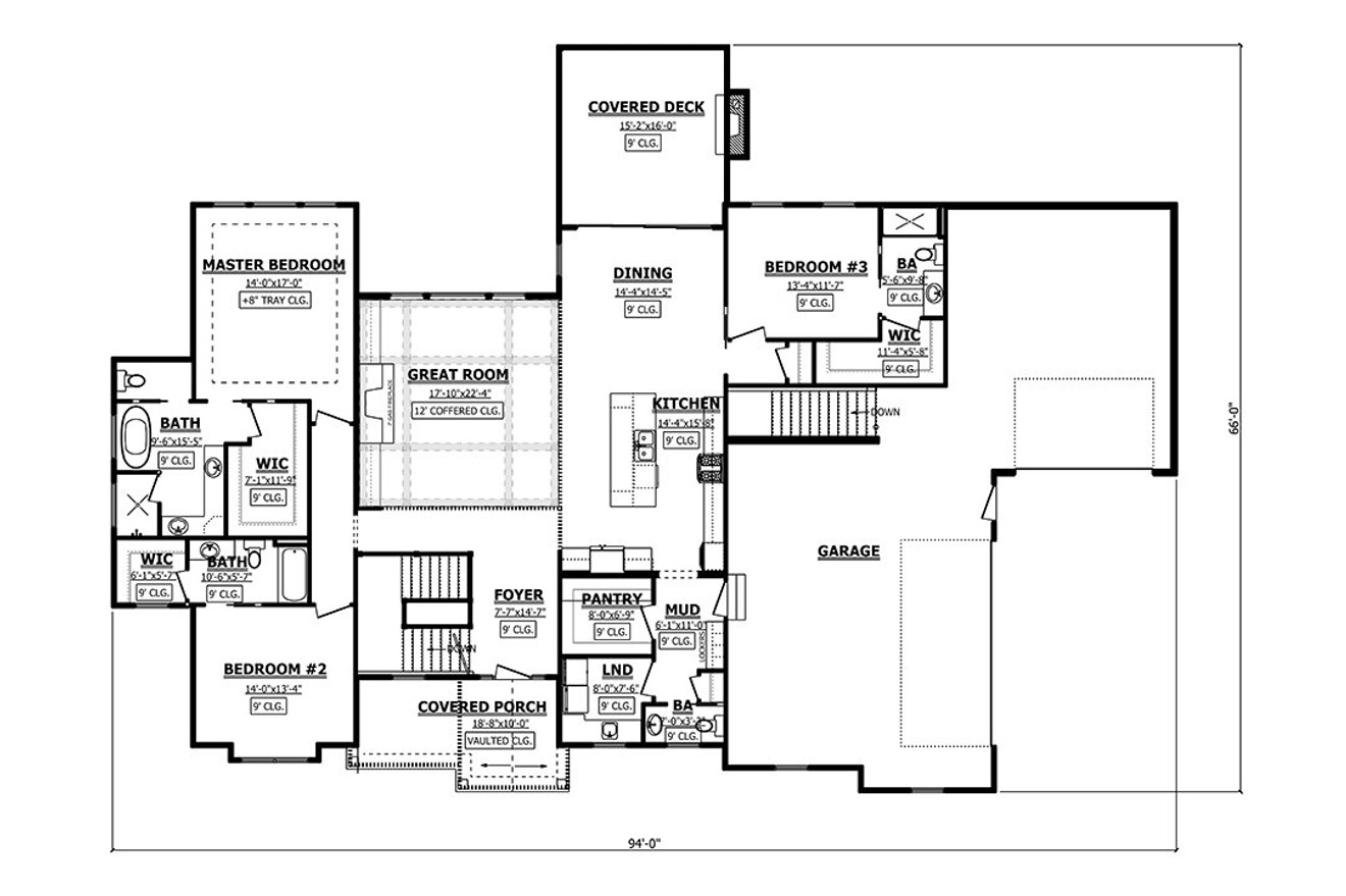 Craftsman House Plan - 95557 - 1st Floor Plan