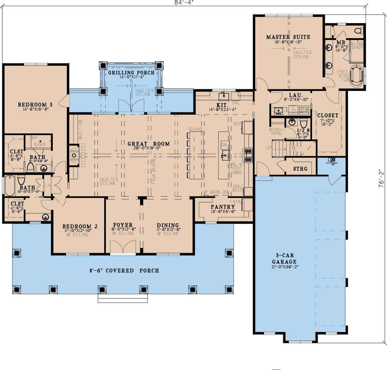 Farmhouse House Plan - Rustic Gables 32884 - 1st Floor Plan
